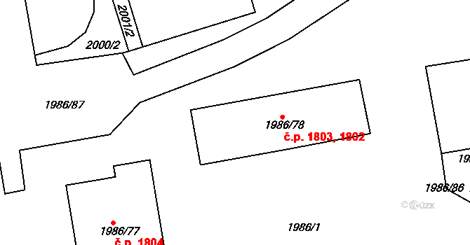 Turnov 1802,1803 na parcele st. 1986/78 v KÚ Turnov, Katastrální mapa