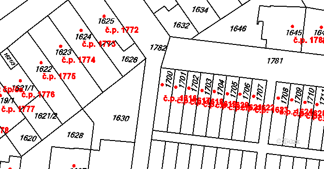 Smíchov 1616, Praha na parcele st. 1700 v KÚ Smíchov, Katastrální mapa