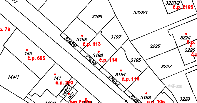 Břevnov 114, Praha na parcele st. 3196 v KÚ Břevnov, Katastrální mapa