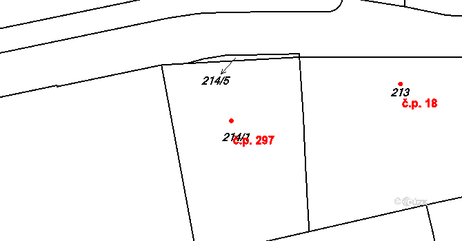 Karlín 297, Praha na parcele st. 214/1 v KÚ Karlín, Katastrální mapa