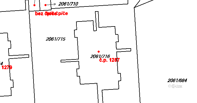 České Budějovice 2 1287, České Budějovice na parcele st. 2061/716 v KÚ České Budějovice 2, Katastrální mapa