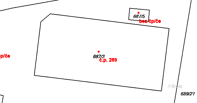Lípa 269 na parcele st. 687/3 v KÚ Lípa nad Dřevnicí, Katastrální mapa