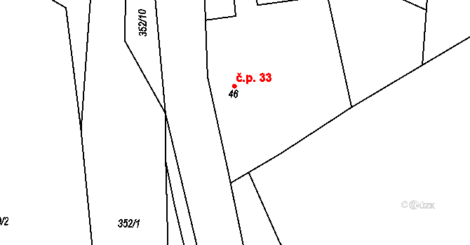 Stražisko 33 na parcele st. 46 v KÚ Stražisko, Katastrální mapa