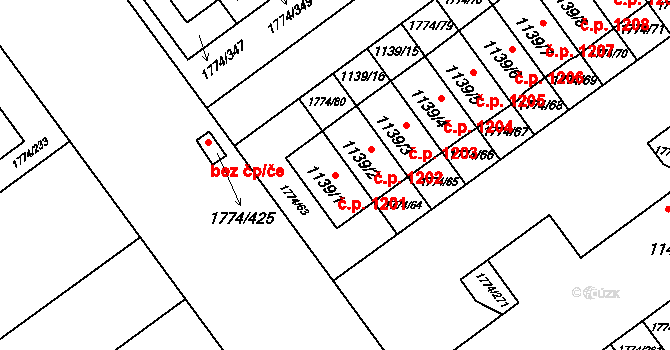 Mladá 1201, Milovice na parcele st. 1139/1 v KÚ Milovice nad Labem, Katastrální mapa