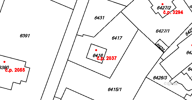 Varnsdorf 2037 na parcele st. 6416 v KÚ Varnsdorf, Katastrální mapa