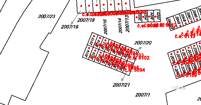 Kadaň 5098 na parcele st. 2012 v KÚ Kadaň, Katastrální mapa