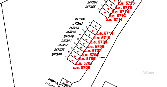 Kadaň 5707 na parcele st. 2473/70 v KÚ Kadaň, Katastrální mapa