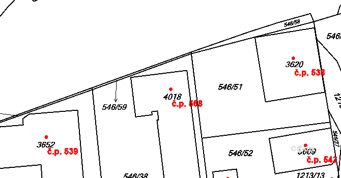 Holínské Předměstí 568, Jičín na parcele st. 4018 v KÚ Jičín, Katastrální mapa