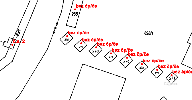 Dobronice u Bechyně 40885780 na parcele st. 276 v KÚ Dobronice u Bechyně, Katastrální mapa