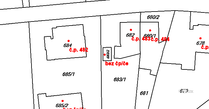 Vítkov 43784780 na parcele st. 683/2 v KÚ Vítkov, Katastrální mapa