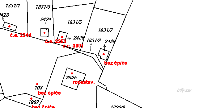 Valcha 3576, Plzeň na parcele st. 2428 v KÚ Valcha, Katastrální mapa