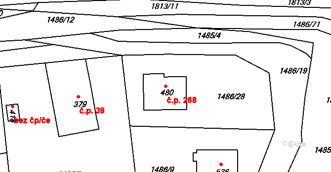 Manětín 268 na parcele st. 480 v KÚ Manětín, Katastrální mapa