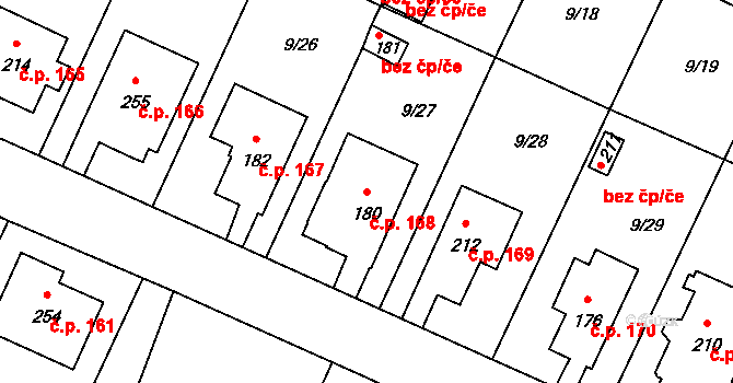 Srch 168 na parcele st. 180 v KÚ Srch, Katastrální mapa