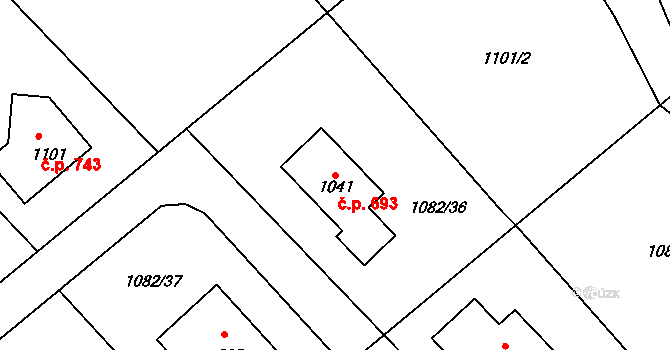 Kudlov 693, Zlín na parcele st. 1041 v KÚ Kudlov, Katastrální mapa