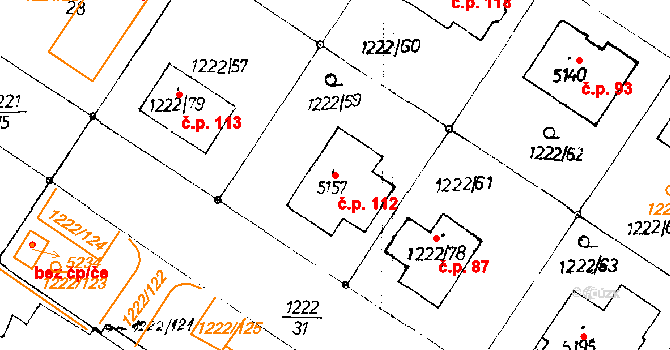 Poděbrady V 112, Poděbrady na parcele st. 5157 v KÚ Poděbrady, Katastrální mapa
