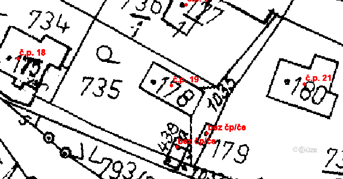 Brná 19, Potštejn na parcele st. 178 v KÚ Potštejn, Katastrální mapa