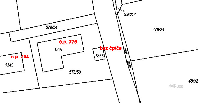 Nučice 99195780 na parcele st. 1368 v KÚ Nučice u Rudné, Katastrální mapa