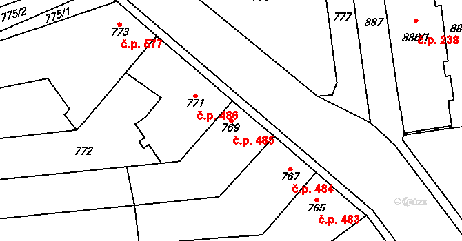 Pohořelice 485 na parcele st. 769 v KÚ Pohořelice nad Jihlavou, Katastrální mapa