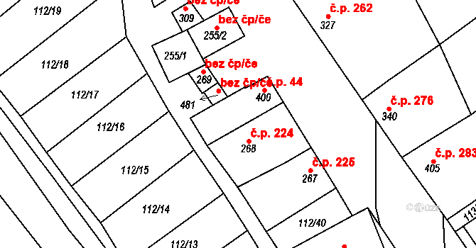 Vrbice 44 na parcele st. 400 v KÚ Vrbice u Velkých Pavlovic, Katastrální mapa