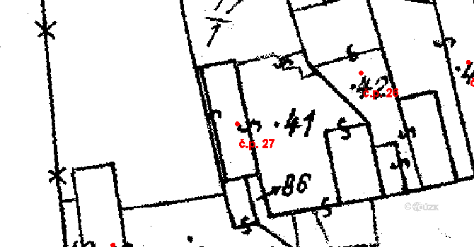 Klášter 27 na parcele st. 41 v KÚ Klášter u Nepomuka, Katastrální mapa
