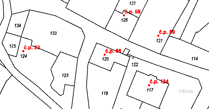 Popovice 66, Rataje na parcele st. 120 v KÚ Popovice u Kroměříže, Katastrální mapa