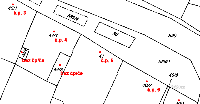 Tučapy 5, Holešov na parcele st. 41 v KÚ Tučapy u Holešova, Katastrální mapa