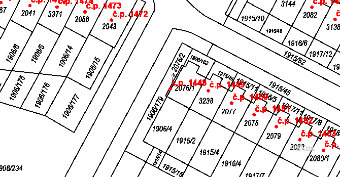 Bystřice pod Hostýnem 1448 na parcele st. 2076/1 v KÚ Bystřice pod Hostýnem, Katastrální mapa