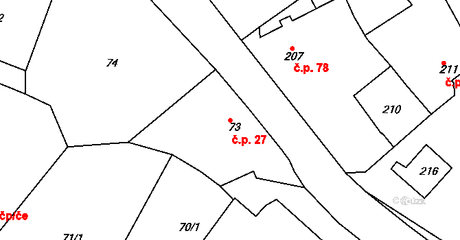 Konice 27, Znojmo na parcele st. 73 v KÚ Konice u Znojma, Katastrální mapa