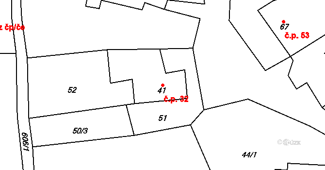 Hlinsko 32 na parcele st. 41 v KÚ Hlinsko, Katastrální mapa