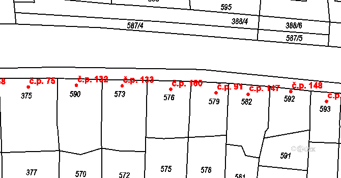Přerov XII-Žeravice 160, Přerov na parcele st. 576 v KÚ Žeravice, Katastrální mapa