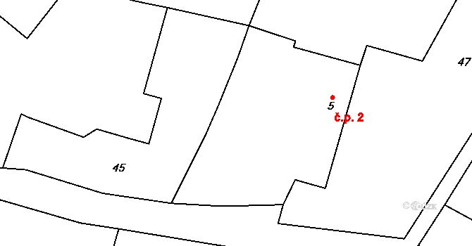 Zadní 2, Červené Janovice na parcele st. 5 v KÚ Chvalov u Červených Janovic, Katastrální mapa