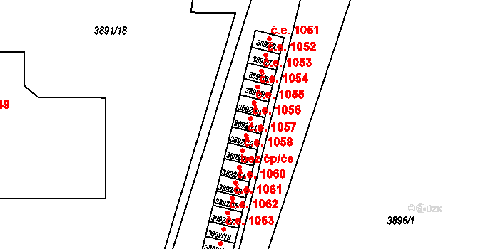 Jihlava 1056 na parcele st. 3892/11 v KÚ Jihlava, Katastrální mapa