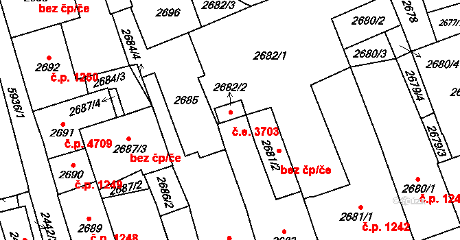 Jihlava 3703 na parcele st. 2682/2 v KÚ Jihlava, Katastrální mapa