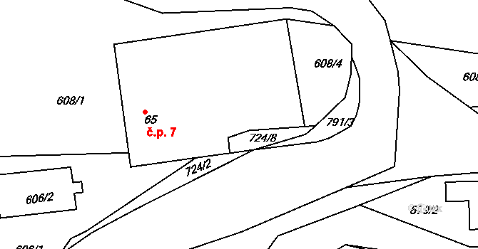 Zásadka 7, Boseň na parcele st. 65 v KÚ Boseň, Katastrální mapa