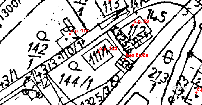 Markvartice 123, Jablonné v Podještědí na parcele st. 111/1 v KÚ Markvartice v Podještědí, Katastrální mapa