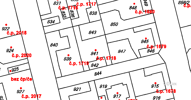 Kladno 1718 na parcele st. 841 v KÚ Kladno, Katastrální mapa
