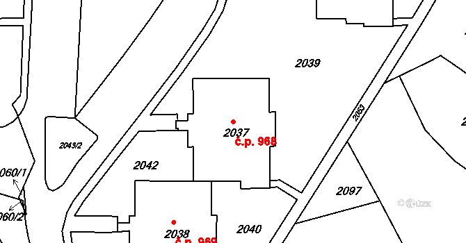 Rýmařov 968 na parcele st. 2037 v KÚ Rýmařov, Katastrální mapa