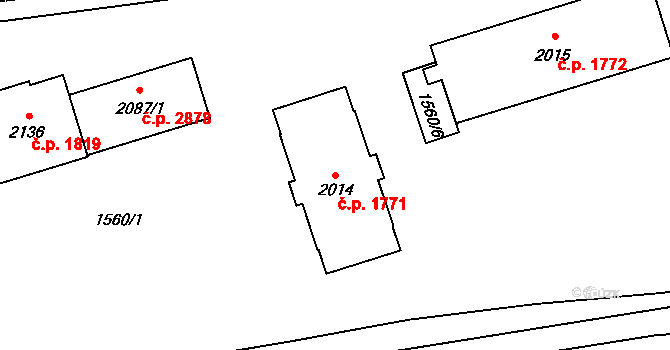 Šumperk 1771 na parcele st. 2014 v KÚ Šumperk, Katastrální mapa