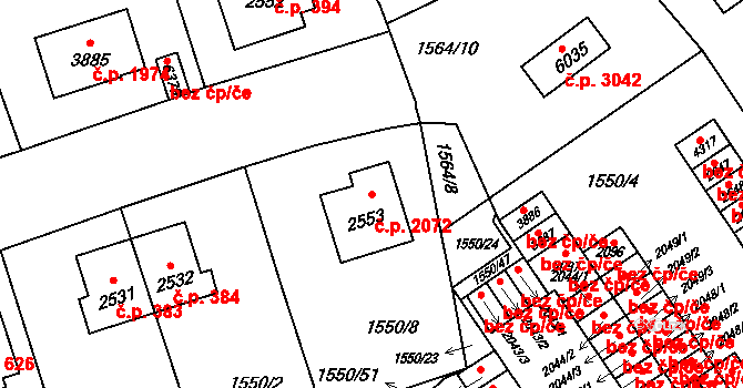 Šumperk 2072 na parcele st. 2553 v KÚ Šumperk, Katastrální mapa