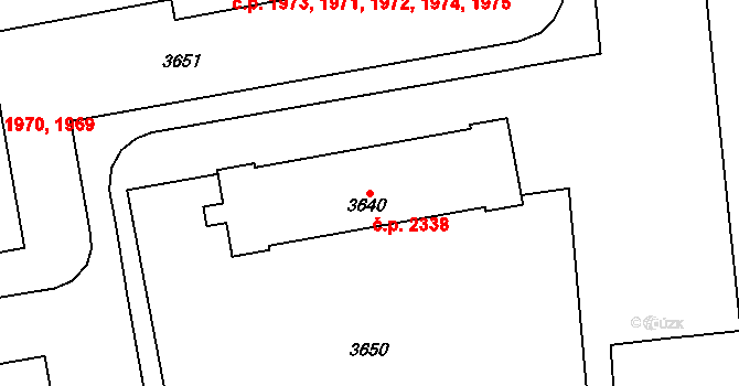 Kročehlavy 2338, Kladno na parcele st. 3640 v KÚ Kročehlavy, Katastrální mapa