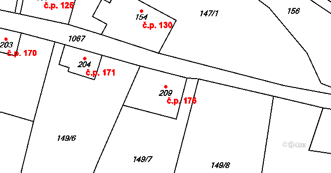 Libňatov 176 na parcele st. 209 v KÚ Libňatov, Katastrální mapa