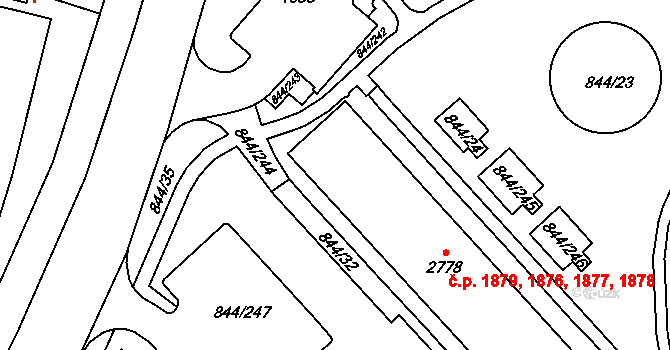Blansko 1876,1877,1878,1879 na parcele st. 2778 v KÚ Blansko, Katastrální mapa