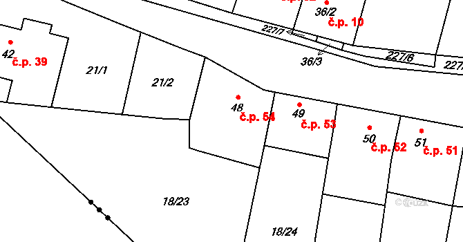 Chrastová Lhota 54, Brněnec na parcele st. 48 v KÚ Chrastová Lhota, Katastrální mapa