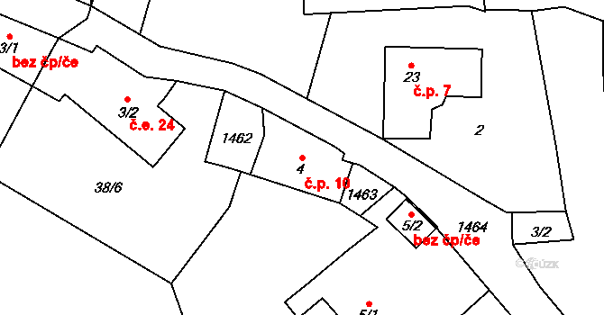 Roželov 10, Hvožďany na parcele st. 4 v KÚ Roželov, Katastrální mapa