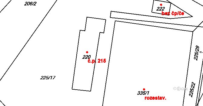 Polepy 215 na parcele st. 220 v KÚ Polepy, Katastrální mapa