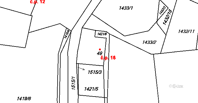 Lomec 16, Strážkovice na parcele st. 49 v KÚ Lomec, Katastrální mapa