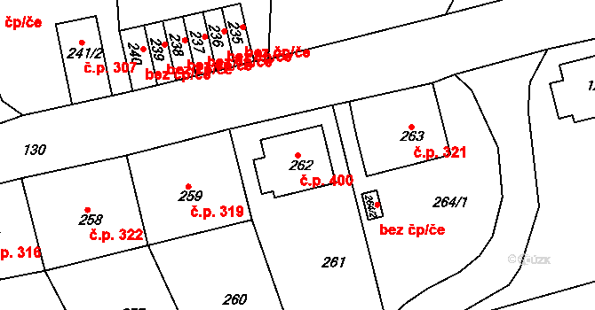 Neštěmice 400, Ústí nad Labem na parcele st. 262 v KÚ Neštěmice, Katastrální mapa