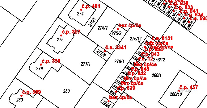 Bukov 3341, Ústí nad Labem na parcele st. 277/2 v KÚ Bukov, Katastrální mapa