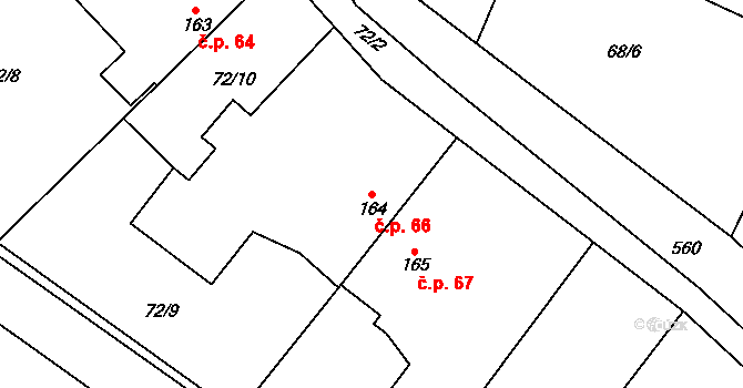 Svídnice 66, Dymokury na parcele st. 164 v KÚ Svídnice u Dymokur, Katastrální mapa