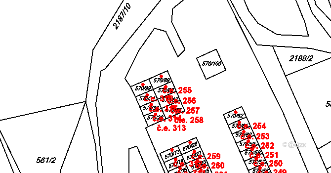 Klášterec nad Ohří 256 na parcele st. 570/68 v KÚ Klášterec nad Ohří, Katastrální mapa